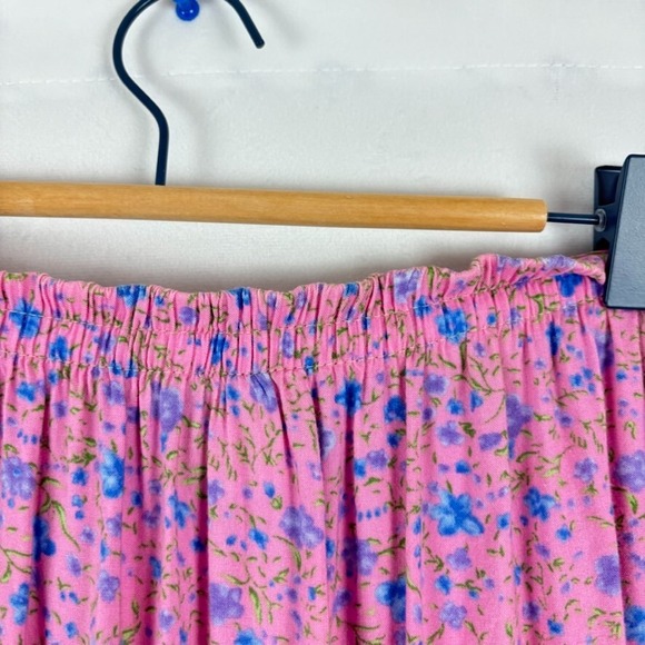Vintage One Hanes Place Womens Pink Floral‎ pleated midi skirt cottagecore sz M - Picture 5 of 13
